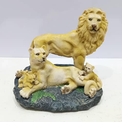 Heartwarming Lion King Family Statue with Teddy Bear Couple, Polyresin 0