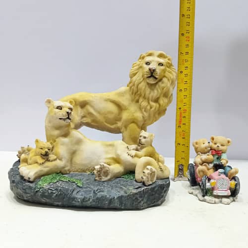 Heartwarming Lion King Family Statue with Teddy Bear Couple, Polyresin 5