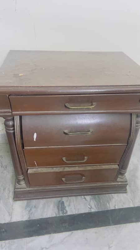 Wooden bed with side tables 2