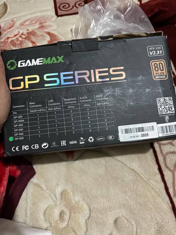 GameMax PowerSupple 650W 80plus Bronze Brand new Warehouse Item 6