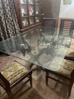 Dinning table wooden with Mirror table and 6 chairs