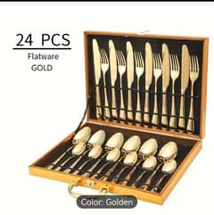 golden  cutlery set for sale 24 pcs