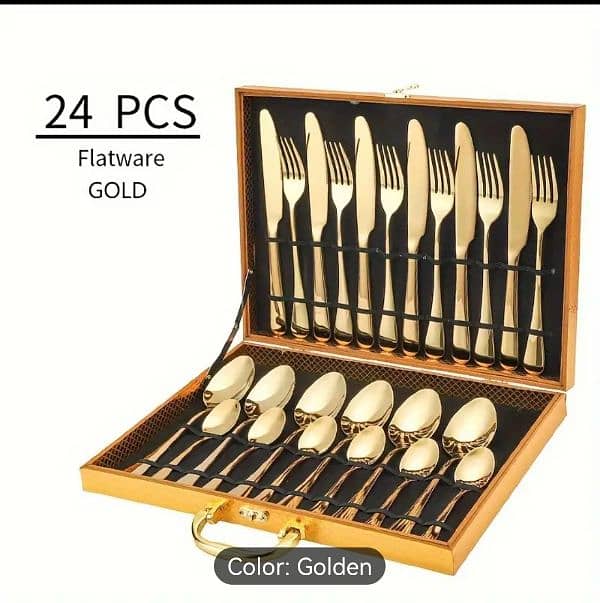 golden  cutlery set for sale 24 pcs 0