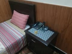 Single Bed, Matress and Side Table