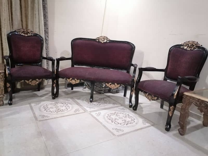 4 seater wooden sofa set 2