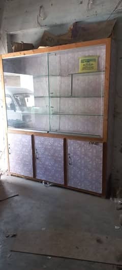 glass cabinet with racks,