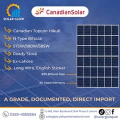 Canadian Solar Panel N-Type Bifacial 580W/585W