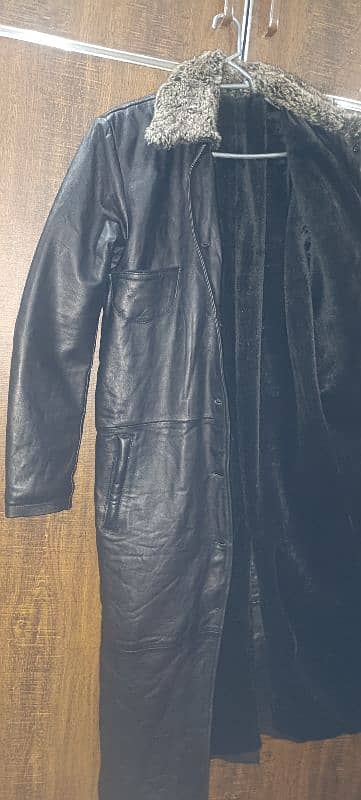 Original leather smart ladies long coat. size mentioned 1