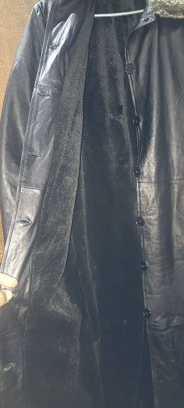 Original leather smart ladies long coat. size mentioned 4