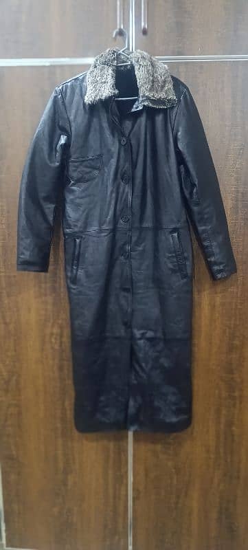 Original leather smart ladies long coat. size mentioned 8