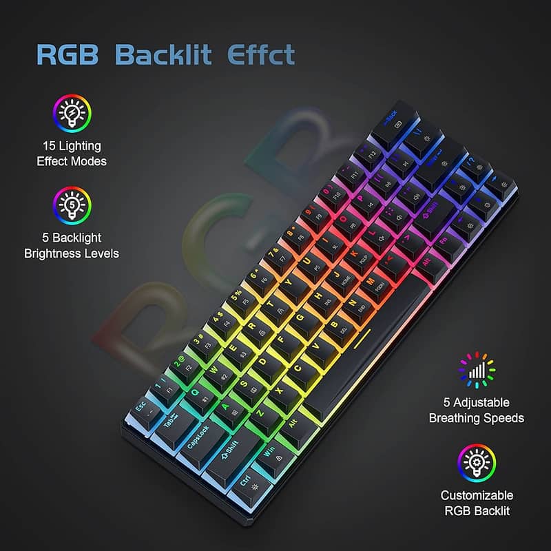 Tezarre TK63 Pro RGB Wireless Gaming Keyboard - White/Black 3