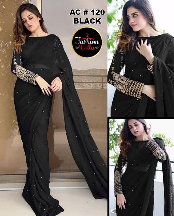 Chiffone pearls Saree Arrival Multi Sequence 0