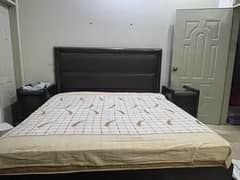 king size bed with mattress side table and dressing