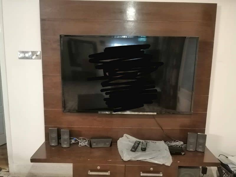 Tv Wall Wooden with Two Drawers 0