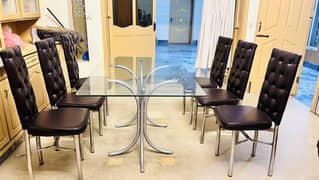 Glass Dining Table with 6 chair for sale