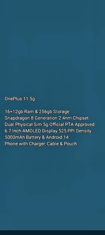 OnePlus 11 16/256 Dual Sim PTA Better than Apple Samsung Google Xiaomi 7