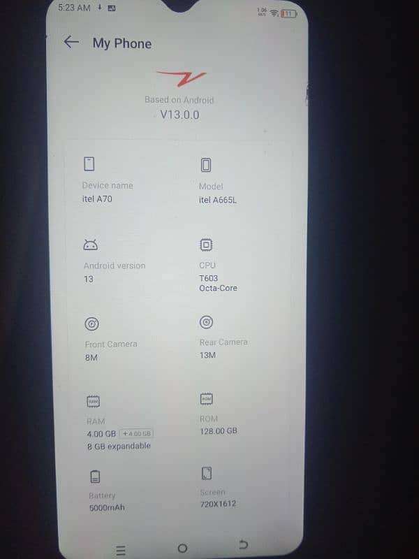 itel a70 4+4 128gb PTA approved 7