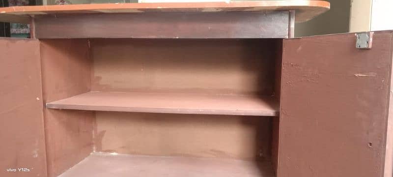 wooden Iron stand with cabinet 2