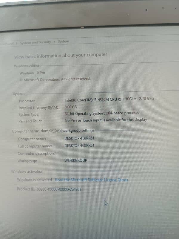 ٹائٹل: Windows 10 Pro Intel Core i5 لیپ ٹاپ 8GB RAM 3