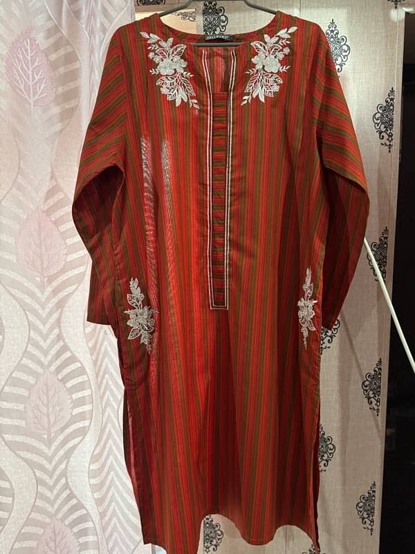 zellbury Embrioded Cambric Kurta 1