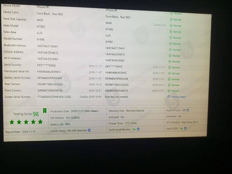 IPhone XR 64GB Factory Unlock Non 1