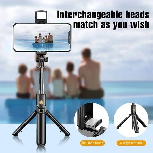 R1s Selfie Stick With Tripod | Bluetooth Foldable Selfie Rod For Phone 5