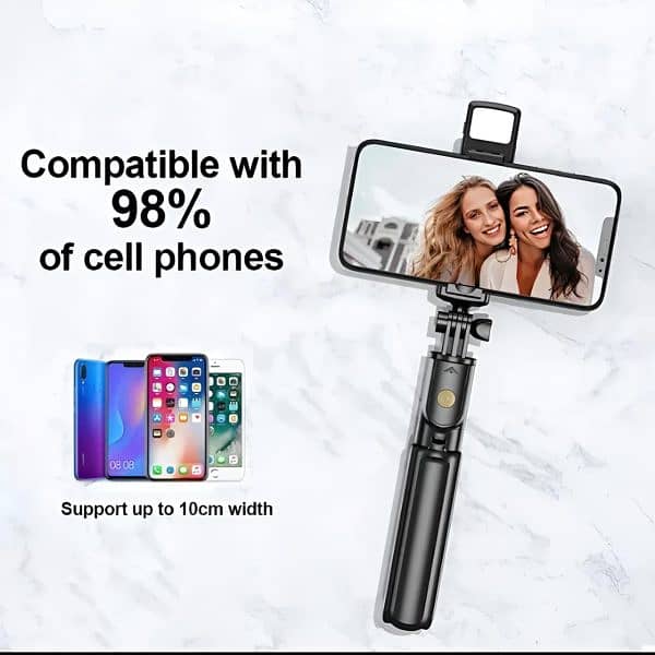 R1s Selfie Stick With Tripod | Bluetooth Foldable Selfie Rod For Phone 6