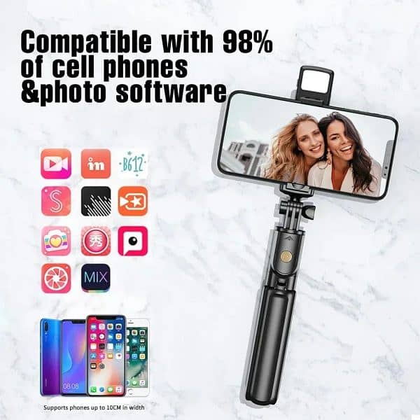 R1s Selfie Stick With Tripod | Bluetooth Foldable Selfie Rod For Phone 7