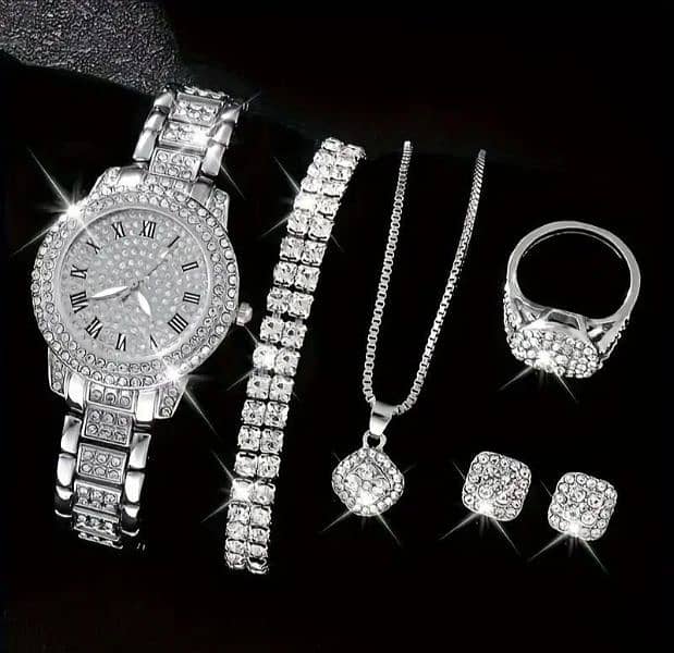 Women's Diamond Artificial Set - Roman Watch - Silver 0