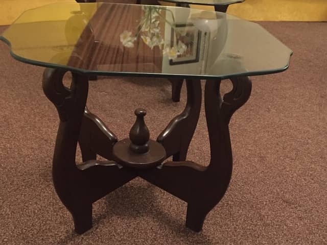 Center/Coffee table glass top with Two Side tables Total 3 Pieces 2