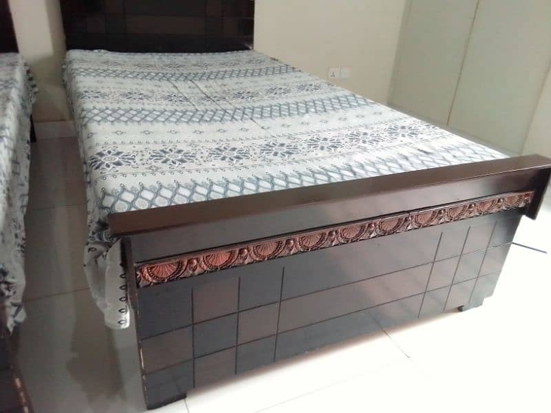 2 Single Wooden Bed 4