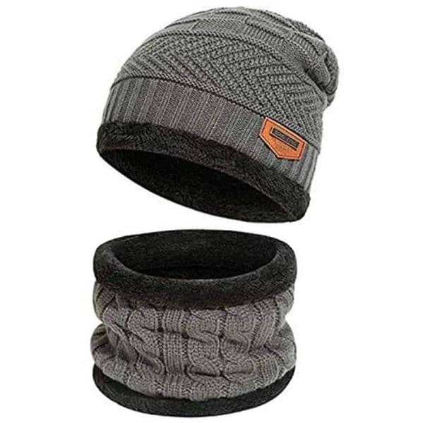 2 Pcs Wool Beanie And Neck Warmer . 5