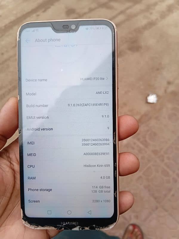 huawei p20lite 4gb 128 10/9 bilkul ok fone 3