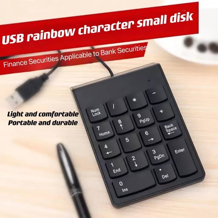 USB Numeric Keypad Wire Numpad Digital 19 Key Mini Keyboard For PC Lap 0