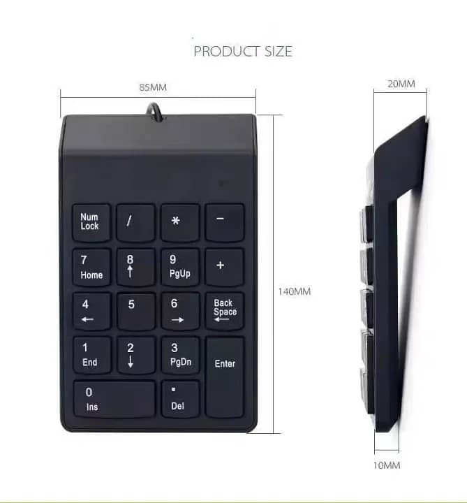 USB Numeric Keypad Wire Numpad Digital 19 Key Mini Keyboard For PC Lap 1