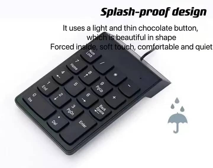 USB Numeric Keypad Wire Numpad Digital 19 Key Mini Keyboard For PC Lap 2