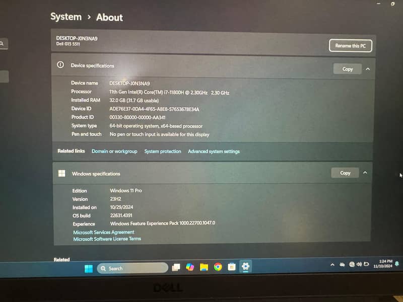 Dell gaming laptop with Nvidea RTX3060 3