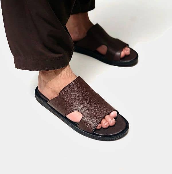 new stylish Leather  Design Slippers For Men Outdoor 0