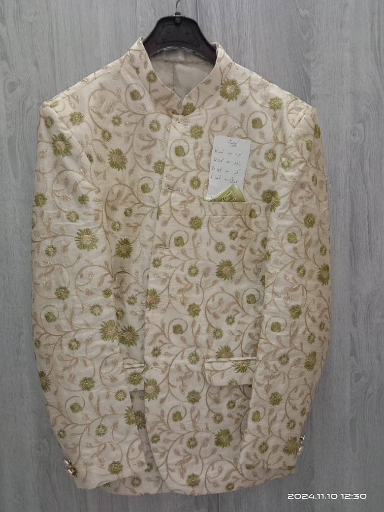 Fancy Embroided Coat, Careem Colour with Colourfull embroidery 0