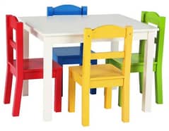 solid wooden kids study table with 4 chairs 10 years waranty