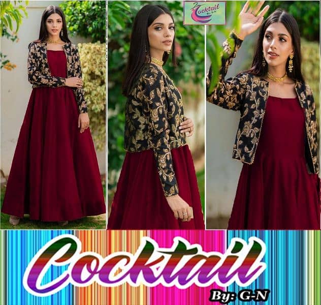 Elegant shamoz silk maxi& Jacket set _2 PCs women stiched collection 1