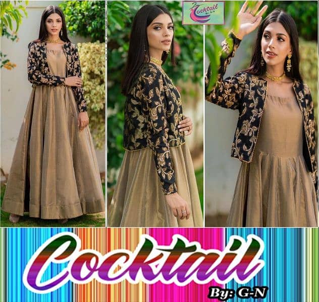 Elegant shamoz silk maxi& Jacket set _2 PCs women stiched collection 4