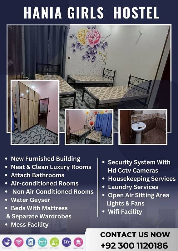 Brand new 1st Entry girls hostel Seats available for rent job holders or students near ucp University or shaukat khanum hospital or UOL University or UMT University or Emporium Mall or expo center 2