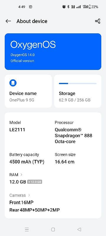 OnePlus9 5G for Sale 12/256 1