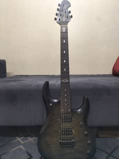 Electric guitar music man JP 6 with effects processor and amplifier