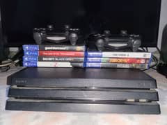 playstation 4 pro with 2 controller 7 games