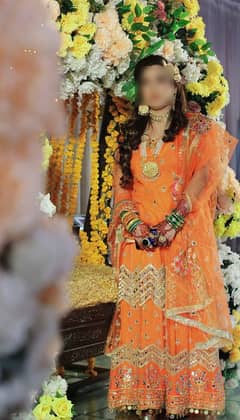 NET LEHNGA (ORANGE)