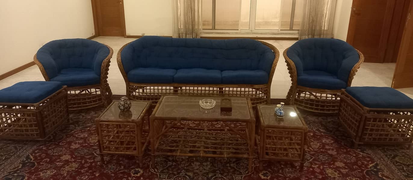 Best Cane Sofa Set 8 Pcs With Cushions For Sale - Excellent Condition 0