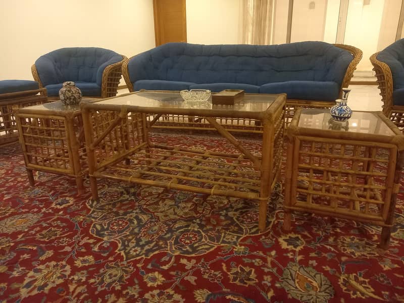 Best Cane Sofa Set 8 Pcs With Cushions For Sale - Excellent Condition 1