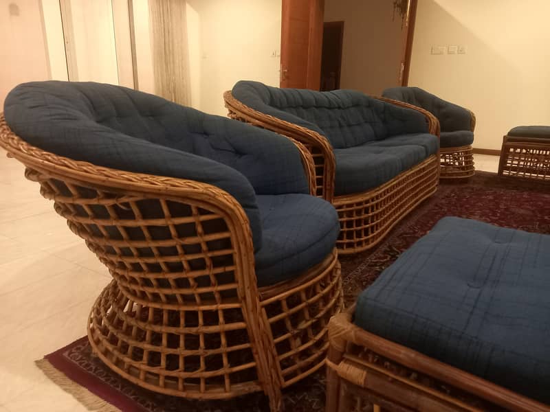 Best Cane Sofa Set 8 Pcs With Cushions For Sale - Excellent Condition 2